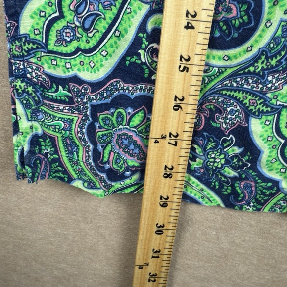 Cremieux Shirt Mens S Blue Green Paisley Linen Blend‎ Casual Button Front - Picture 9 of 11